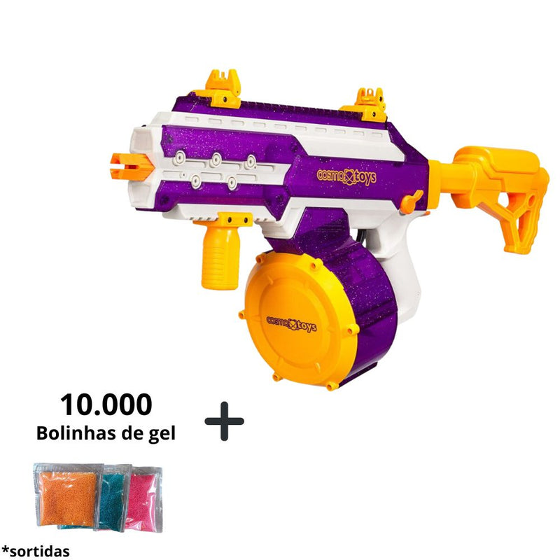 Arma de Gel Automática Roxa + 10.000 bolinhas de gel